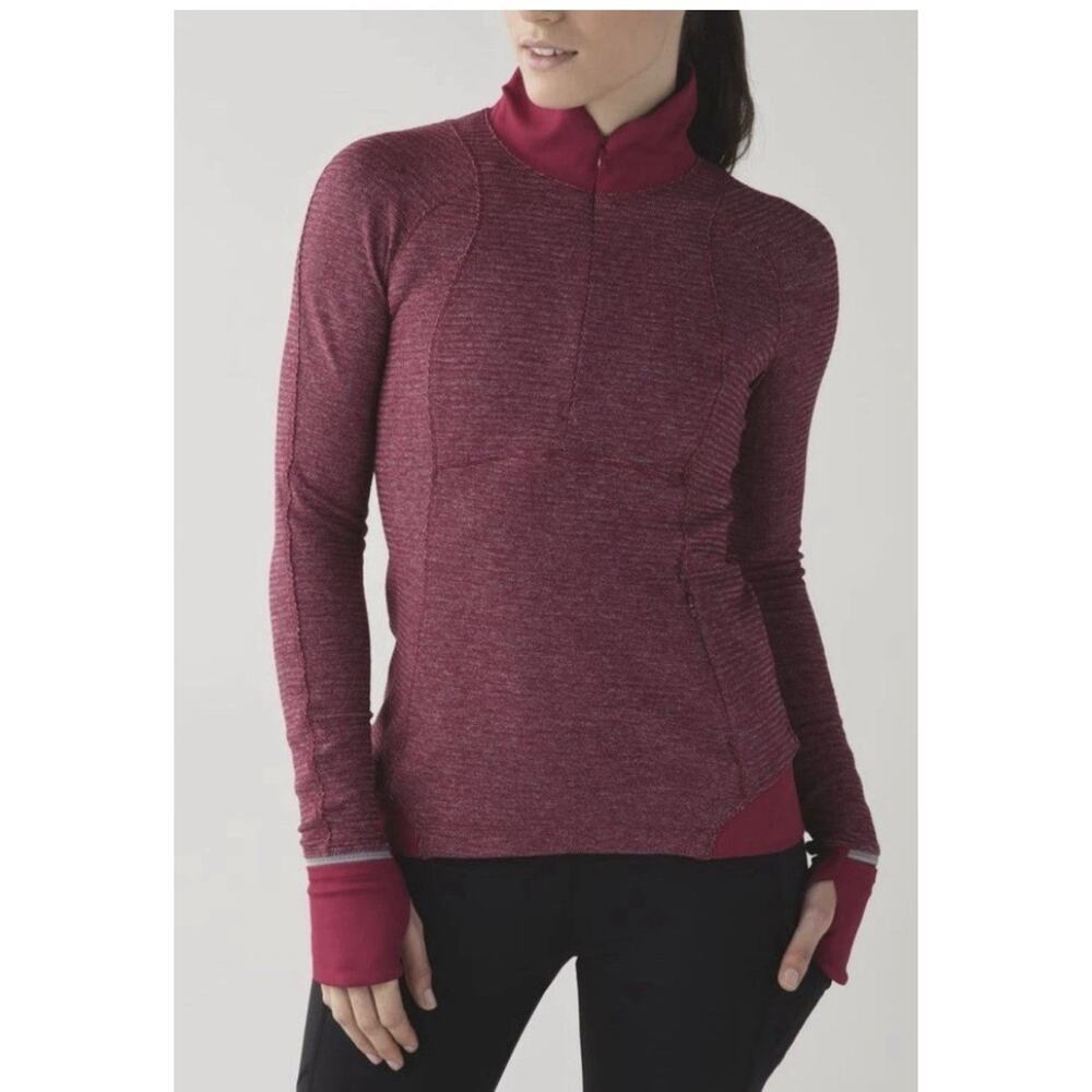 Lululemon Runderful 1/2 Zip Mini Check Pique Bordeaux Drama Heathered Berry 4/6?